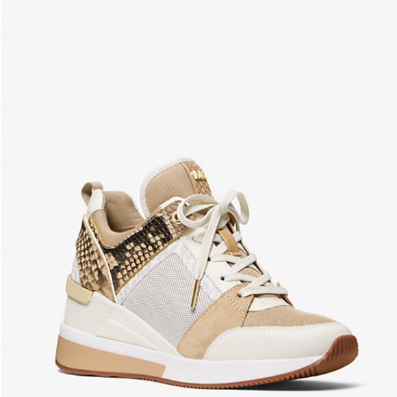 Michael Kors GEORGIE MIXED-MEDIA TRAINER Color Camel - Picture 1 of 4